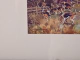 a picture of a painting of a group of deer running