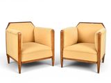 paire de fauteuils Art déco de salon, revêtus de tissu jaune, revêtus de tissu jaune, revêtus de tissu jaune, revêtus de tissu jaune, revêtus de tissu jaune, revêtus de tissu jaune, revêtus de tissu jaune, revêtus de tissu jaune
