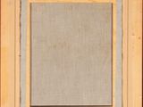 a painting of a wooden frame with a white background and a brown border