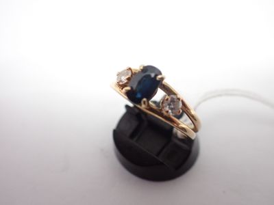 Bague en or, saphir et diamants, poids 4gr, TDD55,5 - Photo 1