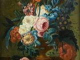 une image d'une peinture de fleurs dans un vase sur une table