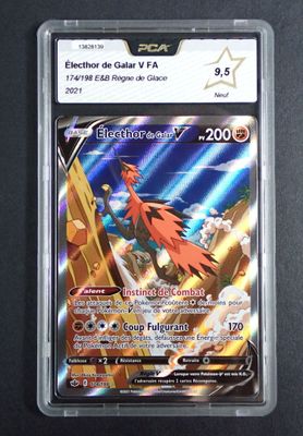 a close up of a card in a plastic holder on a table