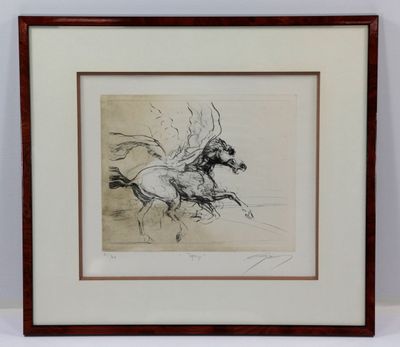 un dessin en noir et blanc représentant un cheval galopant au gré du vent