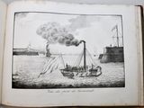 an old book with a picture of a boat in the water