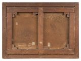 an old wooden window with two glass panes on top of it