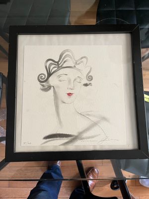 a drawing of a woman with a tiara on her head