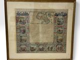 une carte ancienne du continent britannique dans un cadre doré