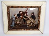 painting of a group of people playing instruments in a room
