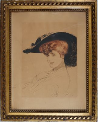 PAUL CESAR HELLEU (1855-1927) Portrait d'une jeune-femme au …