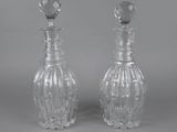 pair of cut glass decanters with stoppers