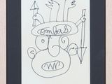 dessin représentant un homme portant un chapeau et des flèches sur la tête