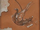 a drawing of a bird that is flying in the sky