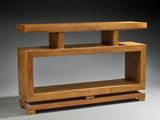 an image of a wooden shelf with two shelves