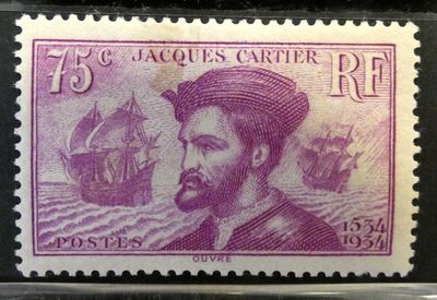 le timbre est violet et représente un homme