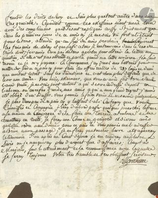 un vieux manuscrit comportant des inscriptions et le dessin d'un homme coiffé d'un chapeau