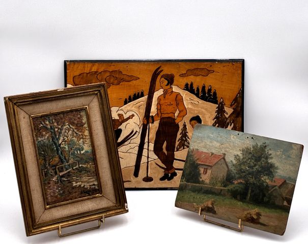 « Le Pont », huile sur toile contrecollé sur carton, signe G. LEM...