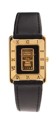 an image of a black and gold watch with roman numerals