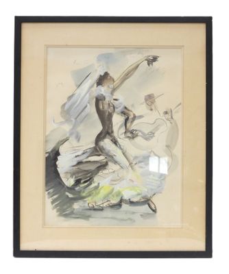 une image représentant une aquarelle d'une femme en robe