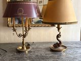 two lamps that are on top of a dresser