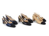 trois paires de chaussures pour femmes, de couleurs et de pointures différentes
