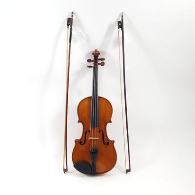 a violin and a bow on a white background
