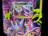 a box of pokemon cards on a black background