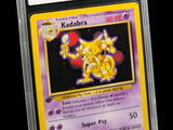 a close up of a pokemon card in a plastic case