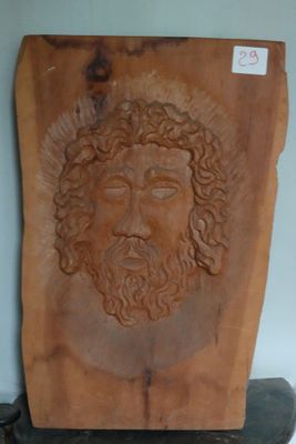 SCULPTURE sur bois, Portrait du Christ.