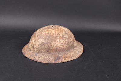 a close up of a helmet on a black background