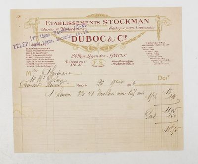 un ancien document comportant la photo d'un reçu d'éleveur
