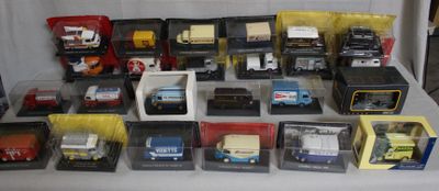 many different types of toy trucks in the box