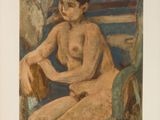 an image of a painting of a nude woman sitting on a chair