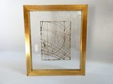 tableau encadré d'or représentant une œuvre d'art sur un fond blanc