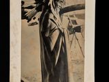 an old black and white photo of a native american man in a feather headdress