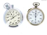 two different types of stopwatchs on a white background