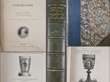 an old book with a picture of a vase on top of it