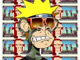 une image représentant un singe de dessin animé portant des lunettes de soleil et une couronne sur la tête
