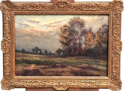 an image of a painting of a landscape with trees in the background
