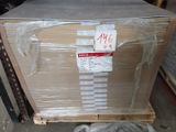 a box with a price tag on it sitting on a pallet in a warehouse