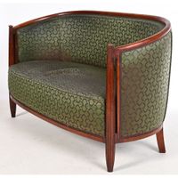 SALON ART DECO en bois patiné à assise arrondie et montants … (photo 3)