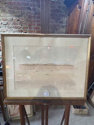 a picture of a painting on a easel in a room