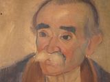 painting of an old man with a mustache and a moustache