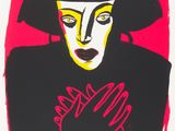 an image of a painting of a woman with a hat and gloves