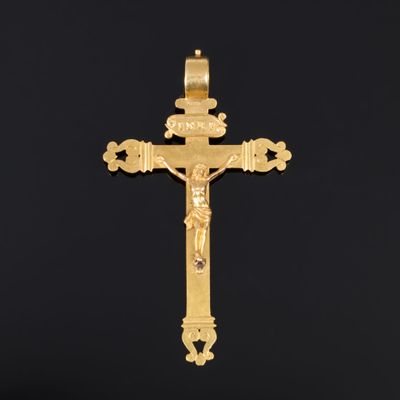 Pendentif croix en or (750‰), XIXème. - Photo 1