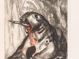 an image of a drawing of a cat with a cigarette in its mouth