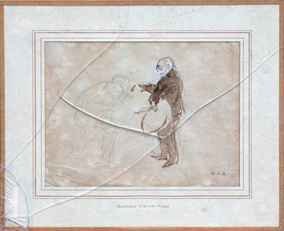 Georges-Victor HUGO (1868-1925) Deux personnages Mine de plo…