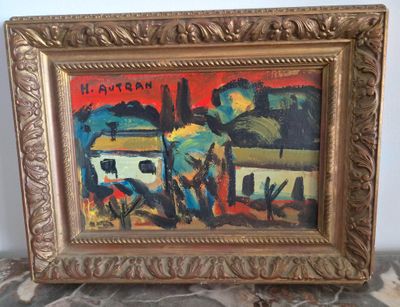 an oil painting of a painting of a man and a woman in a landscape