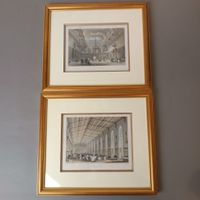 Deux estampes polychromes encadrées;