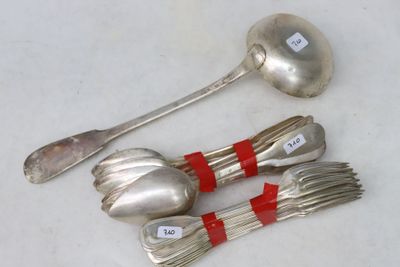 three spoons and two forks on a table