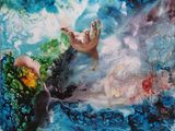 une image représentant un tableau où l'on voit un homme et une femme flotter dans l'océan